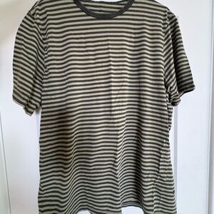 lululemon athletica Olive and Black Striped Short-Sleeve Tee